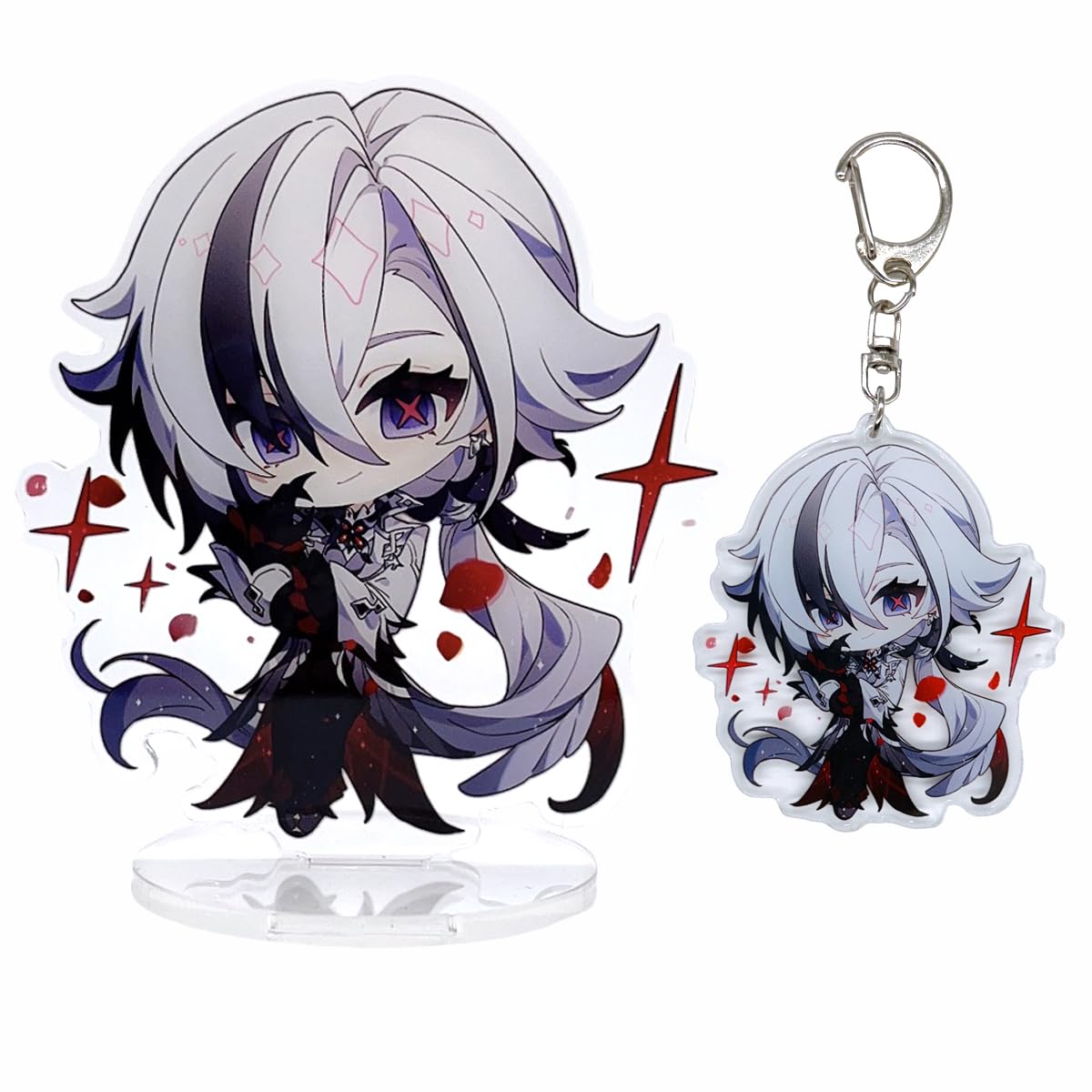 narukami Genshin Impact Cute Character Acrylic Figure Stand and Keychain Set for Game Player or Fans, Arlecchino, Medium von narukami