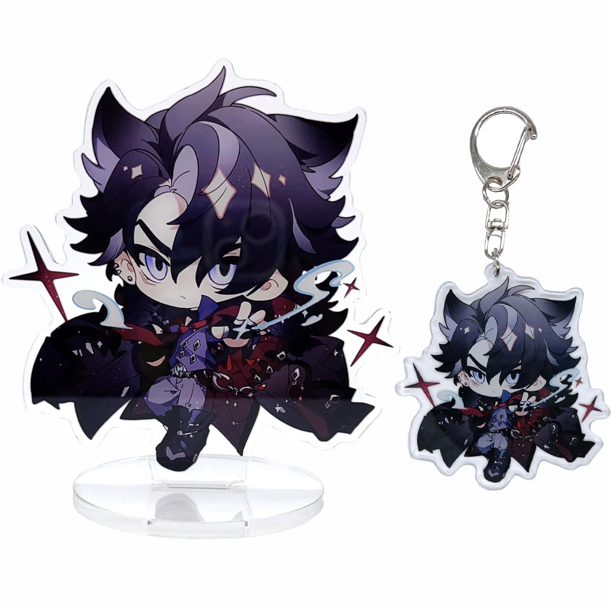 narukami Genshin Impact Cute Character Acrylic Figure Stand and Keychain Set for Game Player or Fans, Wriothesley, Medium von narukami