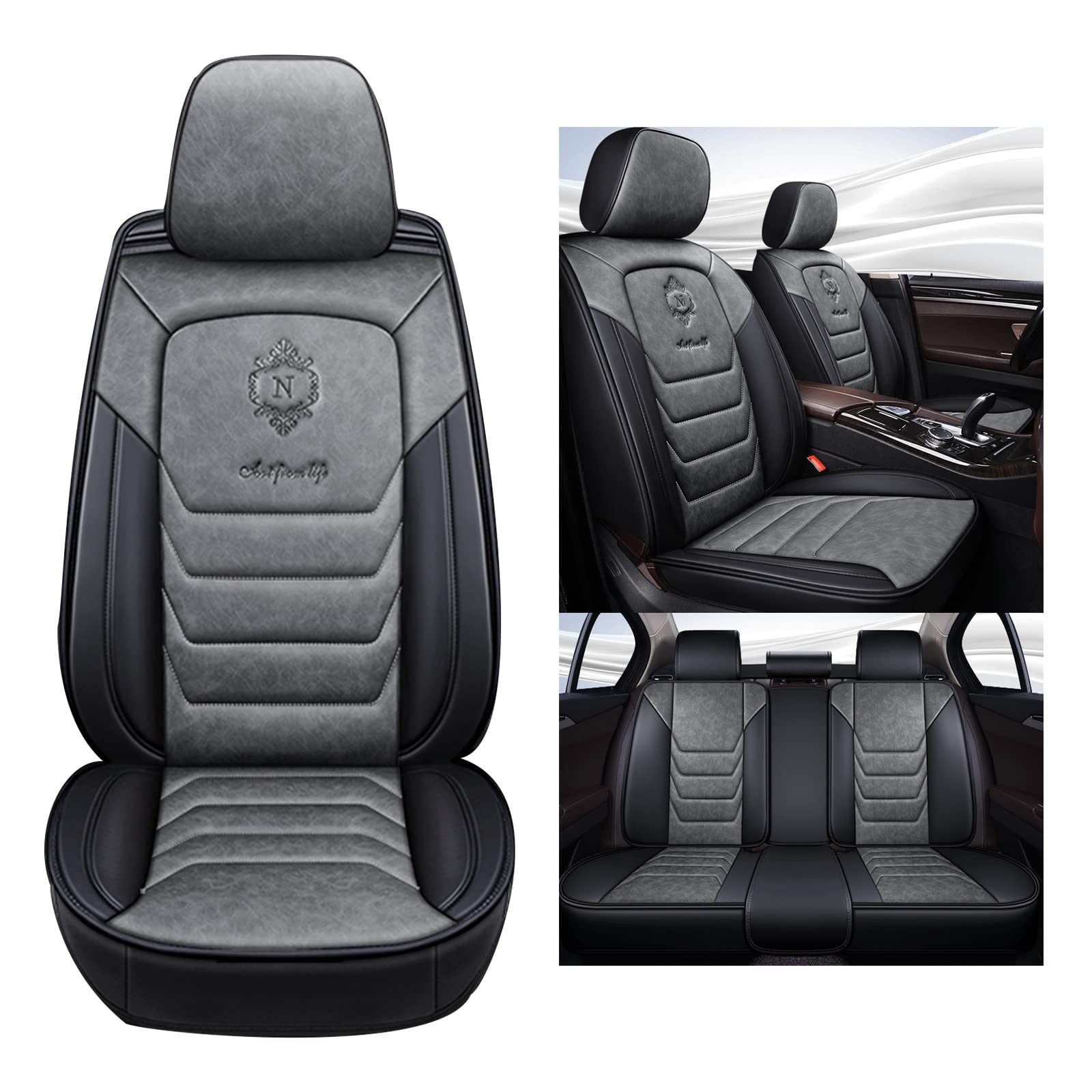 nenyan Autositzbezüge Komplett Set Universal | Schonbezüge für Mercedes-Benz M-Klasse ML 230 W163 ML 320 W163 ML 270 W163 ML 350 W163 | Auto Sitzbezüge Airbag Geeignet, Grauer Standard von nenyan