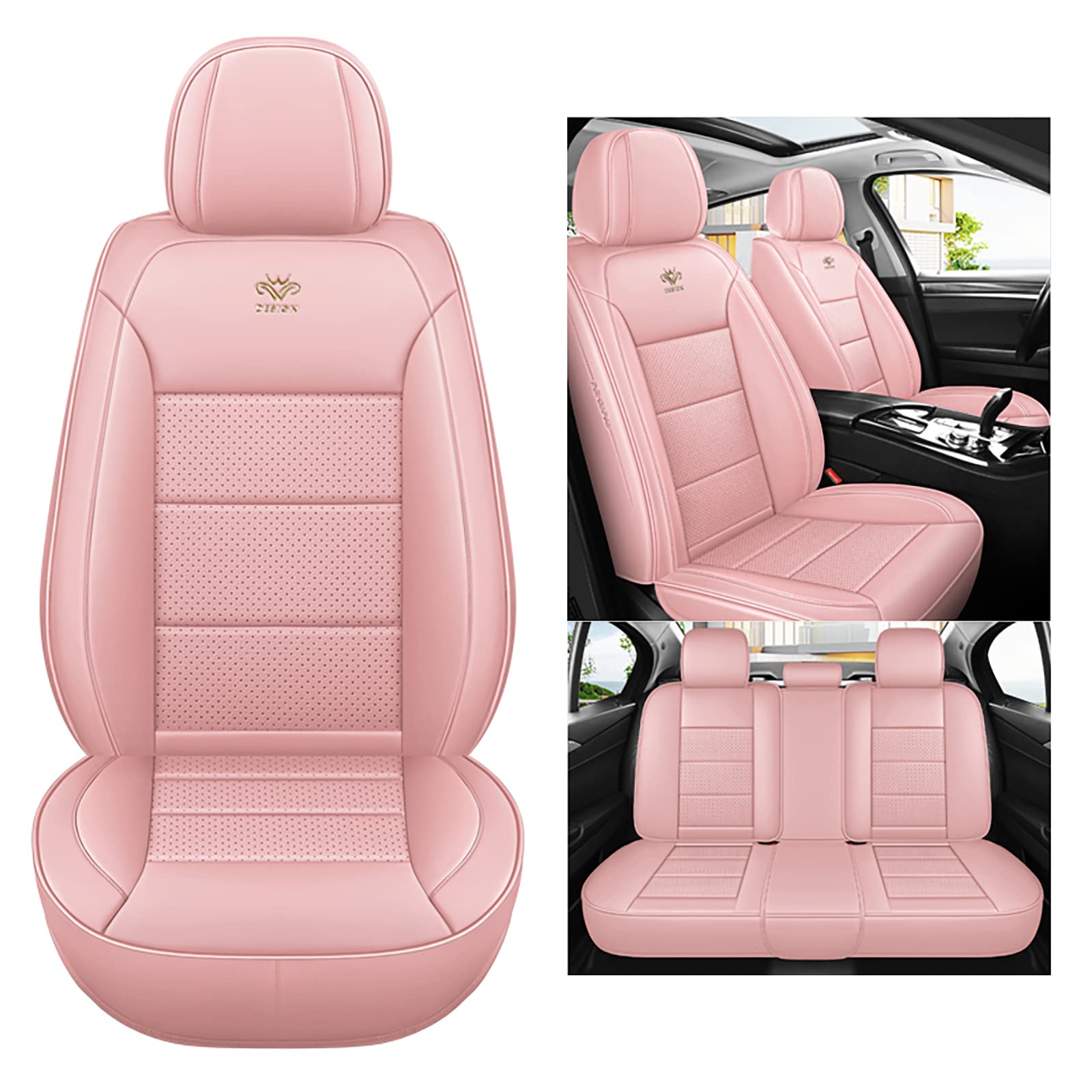 nenyan Autositzbezüge Komplett Set Universal | Schonbezüge für Vw Volkswagen Golf 6 GTI Golf 7 Golf 7 GTI Golf Tdi Golf Sportsvan | Auto Sitzbezüge Rosa von nenyan