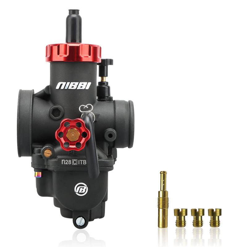 NIBBI PE28mm Ersatz Hochleistungs-Vergaser mit Carb Jet, 200ccm-250ccm Motorrad Jet Leistung Vergaser Ersatz für Motor Dirt Pit Bike Motocross von nibbi