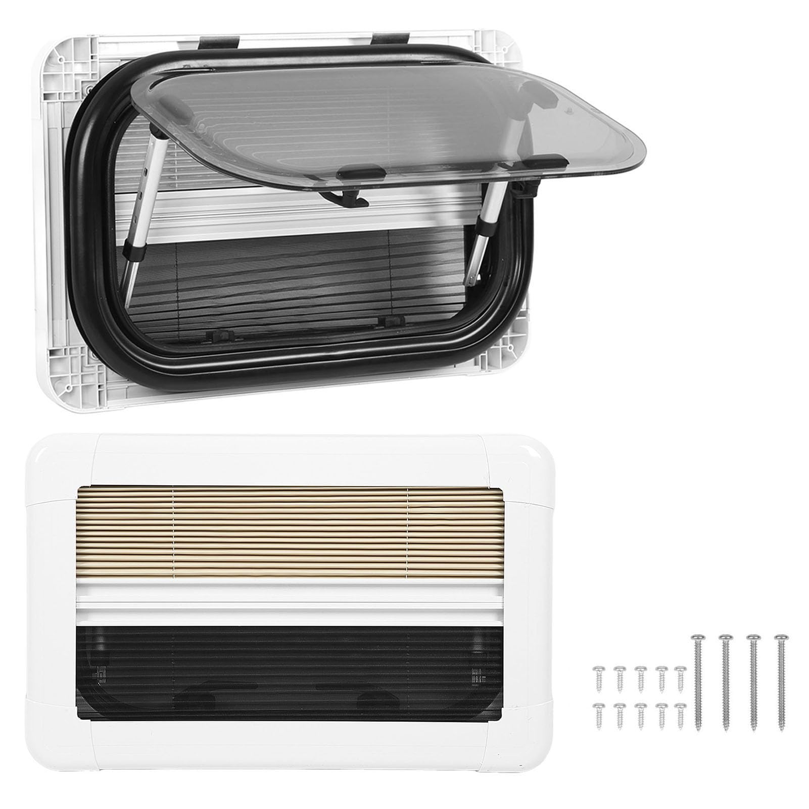 Wohnmobil-Fenster mit Sonnenschutz, 500 mm x 300 mm, UV-Schutz, ausziehbares Design für Wohnmobile, Anhänger mit leicht zu öffnendem Mechanismus und Aluminiumrahmen von nikusaz