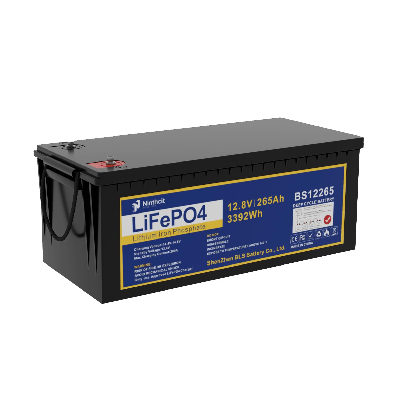 LiFePO4 12.8V 265Ah LiFePO4 wiederaufladbare Lithiumbatterie 265Ah, 8000 Zyklen Max. 3392Wh Ausgang LiFePO4 Batterie für Wohnmobile, Camping, Solars, Off-Output Grid von ninthcit