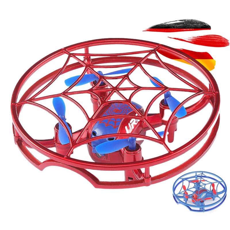 RC ferngesteuerte 4 Kanal Superheld Mini-Drohne mit Käfigschutz, Quadcopter mit 3D Looping, Hovering, Headless-Mode, LED-Beleuchtung, Sofort Start-Funktion, Spielzeug UFO-Drone f. Kinder u. Erwachsene von njoyn