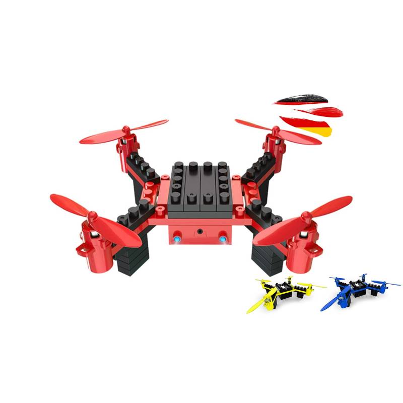 RC ferngesteuerte 4-Kanal Mini-Drohne aus Baustein-Set, Steck-Bausatz DIY Modellbau Drone, 4 Motoren Quadcopter aus Klemmbausteinen, Spielzeug Quadrocopter Technik-Bausatz für Kinder und Erwachsene von njoyn