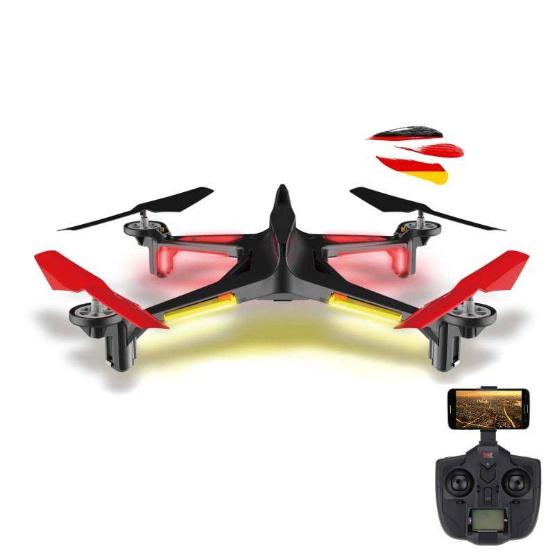 RC ferngesteuerte Drohne mit FPV WiFi HD-Kamera, LED Alien Quadcopter mit Echtzeitübertragung, Quadcopter mit Rückholfunktion, Drone mit Headless-Mode, Spielzeug Quadrocopter für Kinder und Erwachsene von njoyn