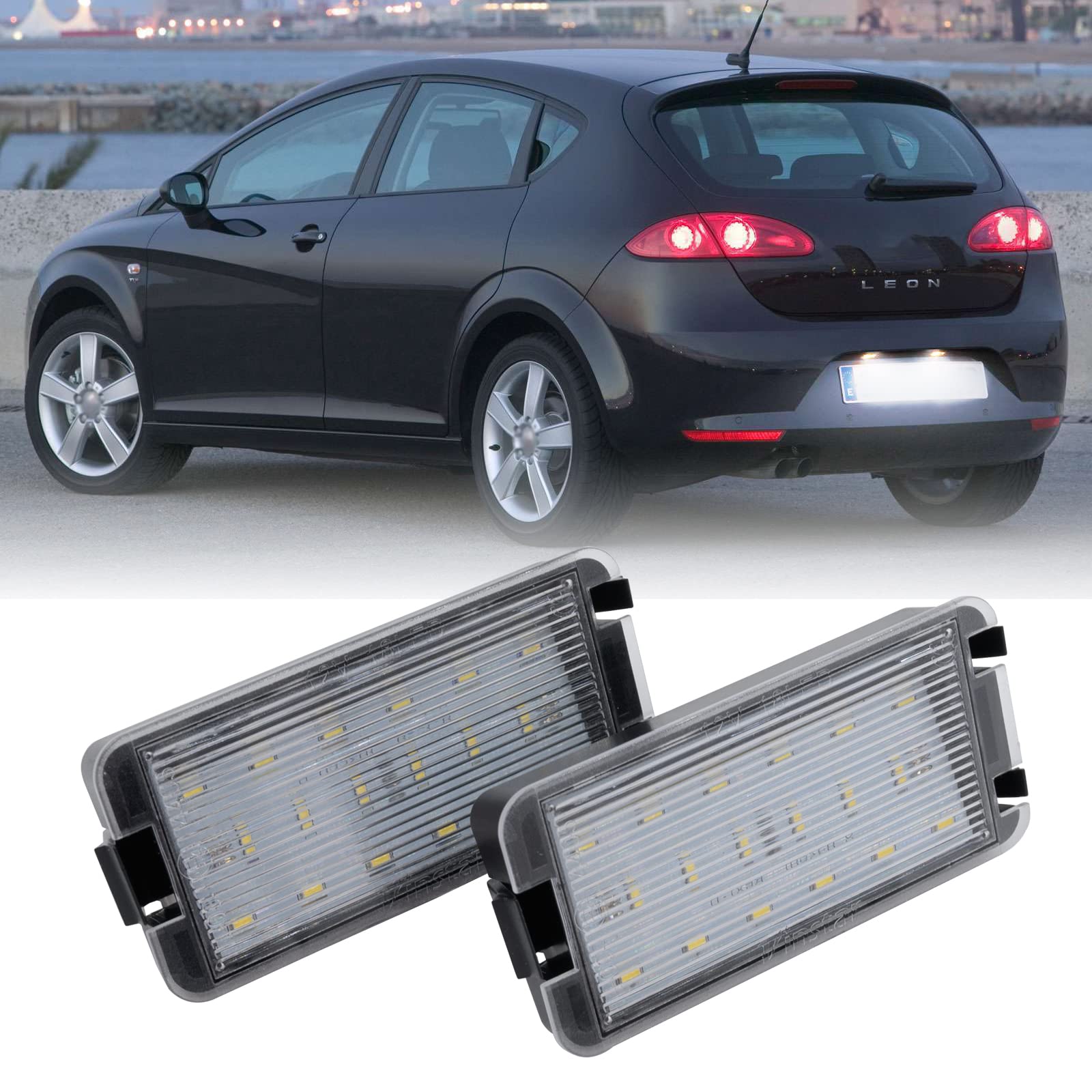 njssjd LED-Nummernschildbeleuchtung für Seat Ibiza 1997–2009 Cordoba Leon Toledo MK3 Altea Arosa Toledo MK2, OEM-Nr. 5P0943021, 2 Stück von njssjd