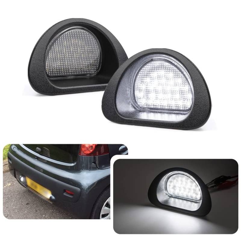 njssjd 2 x LED-Kennzeichenbeleuchtung für Peugeot 107 2005–2014 Citroen C1 2005–2013 von njssjd