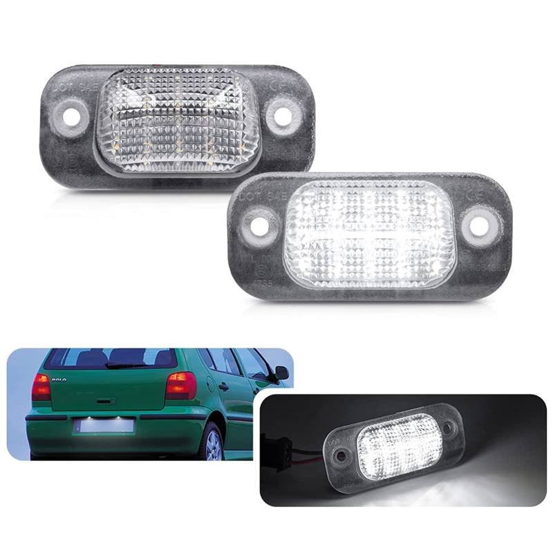 njssjd LED-Kennzeichenbeleuchtung für Volks Golf MK3 III 91-97 MK3 Cabrio 93-98 Polo III MK3 Kombi Classic Polo Variant für Seat Coidoba 6K Cordoba Vario 6K Canbus fehlerfreie Tag-Lampe, 2 Stück von njssjd