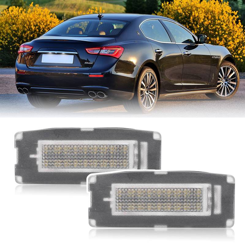 njssjd 2 x LED-Kennzeichenbeleuchtung für Maserati Ghibli MK3 III M157 2014–2020, Canbus, fehlerfrei, Xenon-Weiß, Rücktag-Lampe, OEM # 673001401 von njssjd