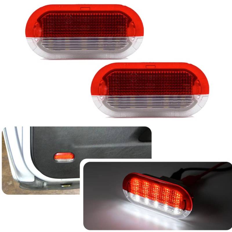 njssjd 2 x weiß-rote LED-Türleuchte für Golf MK3 MK4 Beetle Cabrio Jetta Bora Polo Sharan Vento Skoda Octavia Seat von njssjd