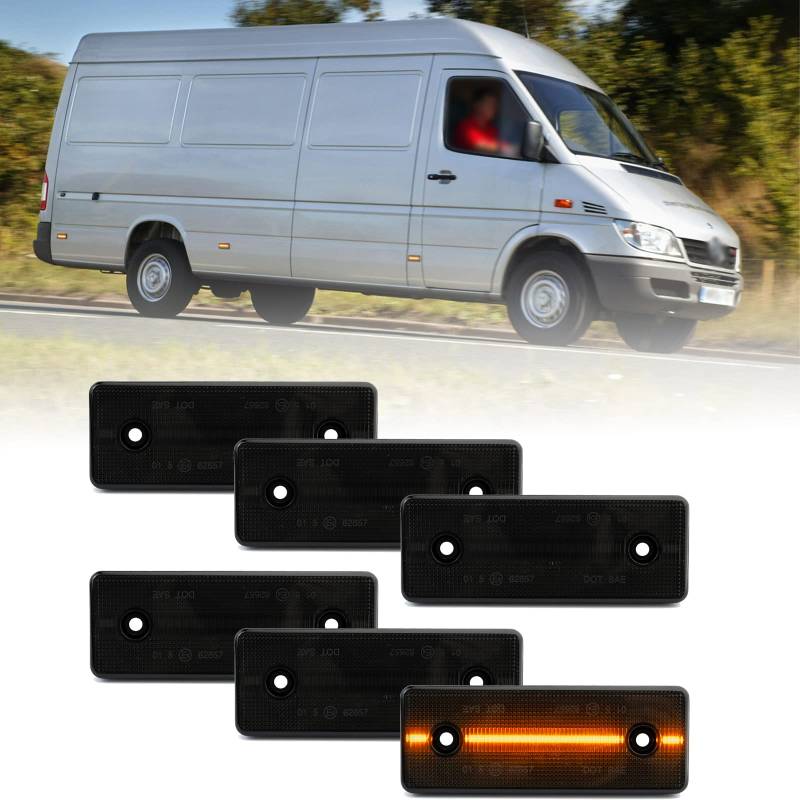 njssjd 6X LED Seitenmarkierungsleuchten für Mercedes Benz Sprinter W901 W902 W903 W904 W905 Volks LT 12V LKW LED Seitenleuchten Positionsleuchte Rauchglas von njssjd