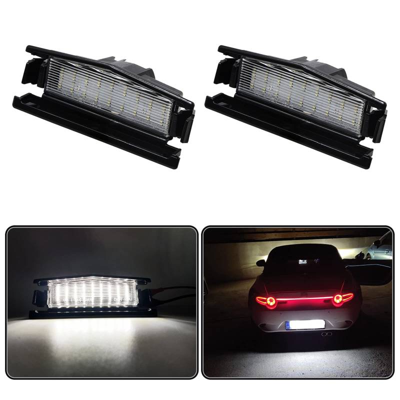 njssjd Canbus 18-SMD 6000K weiße LED-Kennzeichenbeleuchtung für M.azda MX-5 ND MK4 M.azda 2 hintere Tag-Lampen, OEM-Nr. D09H-51-270 von njssjd