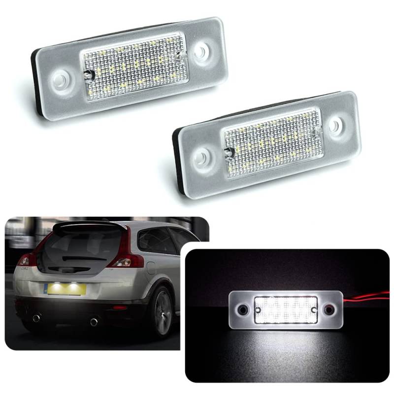 Canbus LED-Kennzeichenbeleuchtung für Volvo C30 2008–2013, 18-SMD 6000 K, Weiß, 2 Stück von njssjd