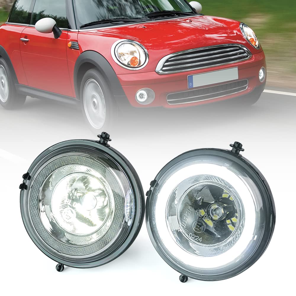 njssjd LED Halo Ring DRL Tagfahrlicht mit H11 Nebelscheinwerfer für Mini C00per R55 Clubman R56 R58 Coupe R57 Cabrio R59 Roadster R60 Countryman R61 Paceman von njssjd