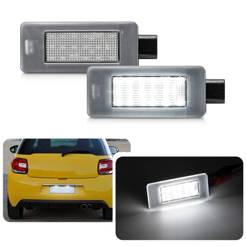 njssjd LED-Kennzeichenbeleuchtung für Peugeot 207 CC 208 2008 308 MK2 308 CC 3008 MK1 MK2 508 MK1 MK2 5008 MK2 für Citroen C3 III C4 II C5 III Aircross Canbus LED Tag-Lampe OEM: 9682403680… von njssjd