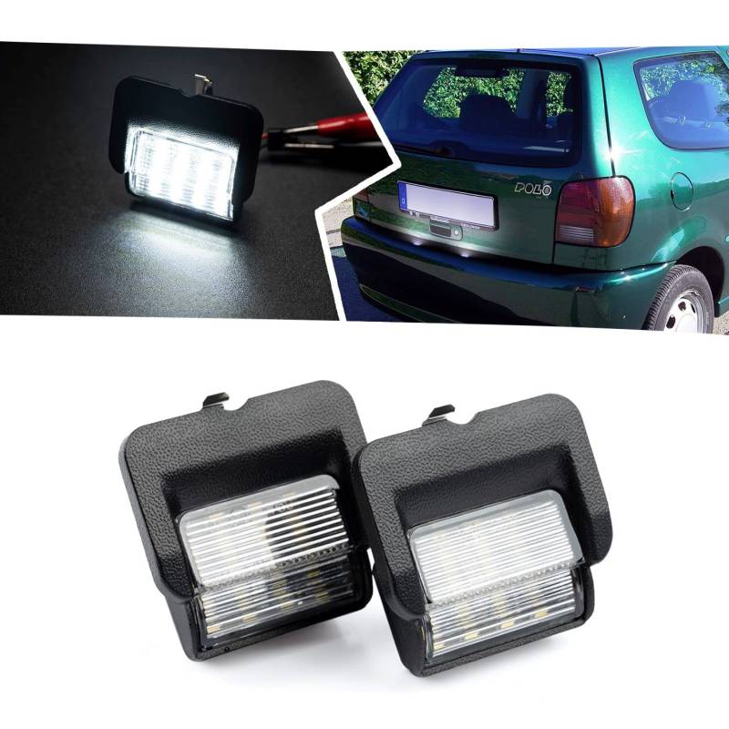 njssjd LED-Kennzeichenbeleuchtung für V'W P-olo 6N 1994 1995 1996 1997 1998 1999 Xenon-weiße LED-Tag-Lampen, Canbus, fehlerfrei, 2 Stück von njssjd