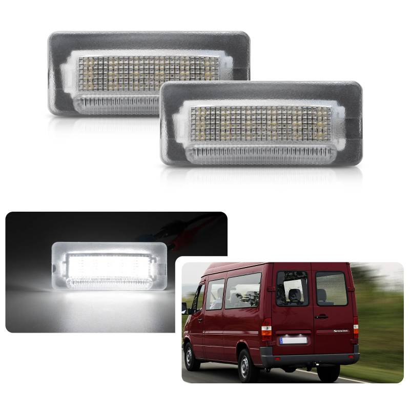 LED Kennzeichenbeleuchtung für Volks LT MK2 1996-2006 Mercedes-Benz Sprinter 1995-2006 Xenon Weiß Canbus Fehlerfreie LED Tag Nummer 2 Stück von njssjd