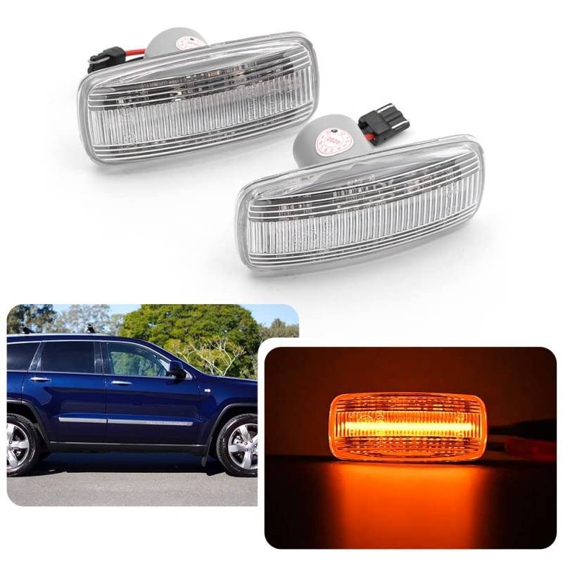 njssjd LED-Seitenblinker für Jeep Grand Cherokee Commander Compass Patriot Chrysler 300C vorne bernsteinfarbene klare LED-Blinker von njssjd