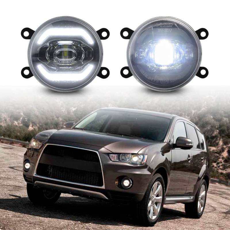 njssjd LED-Tagfahrlichter Nebelscheinwerfer für Mitsubishi Pajero Sport Outlander PHEV ASX L200 6000K Helle Xenon-Weiß-DRL-Lampe von njssjd