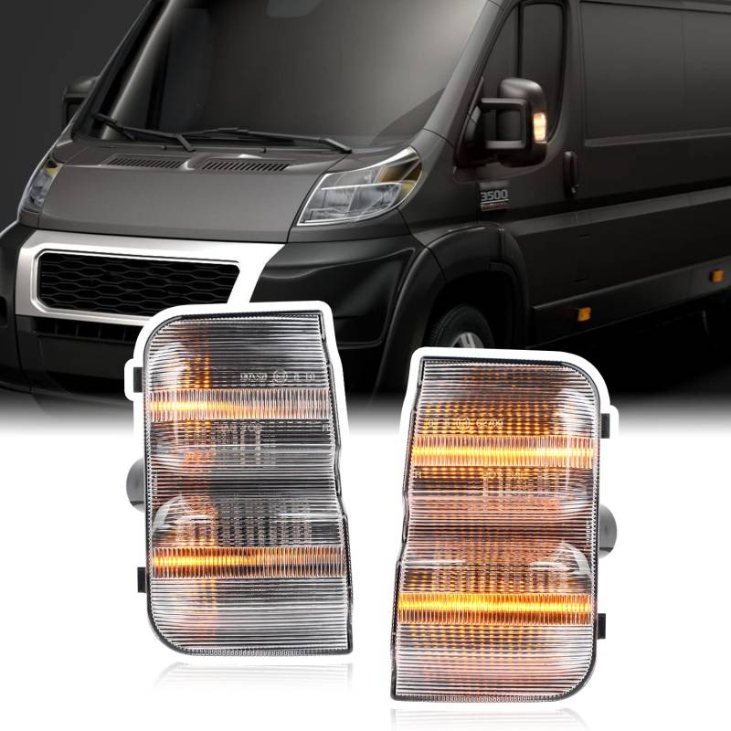 njssjd Dynamische LED-Seitenspiegel-Lichtblinker Kompatibel mit 2006-2023 Peugeot Boxer Fiat Ducato Typ 250 Blinker C-itroen Jumper Relais Bernsteinfarbene Anzeige Seitenflügel-Rückspiegellampe von njssjd