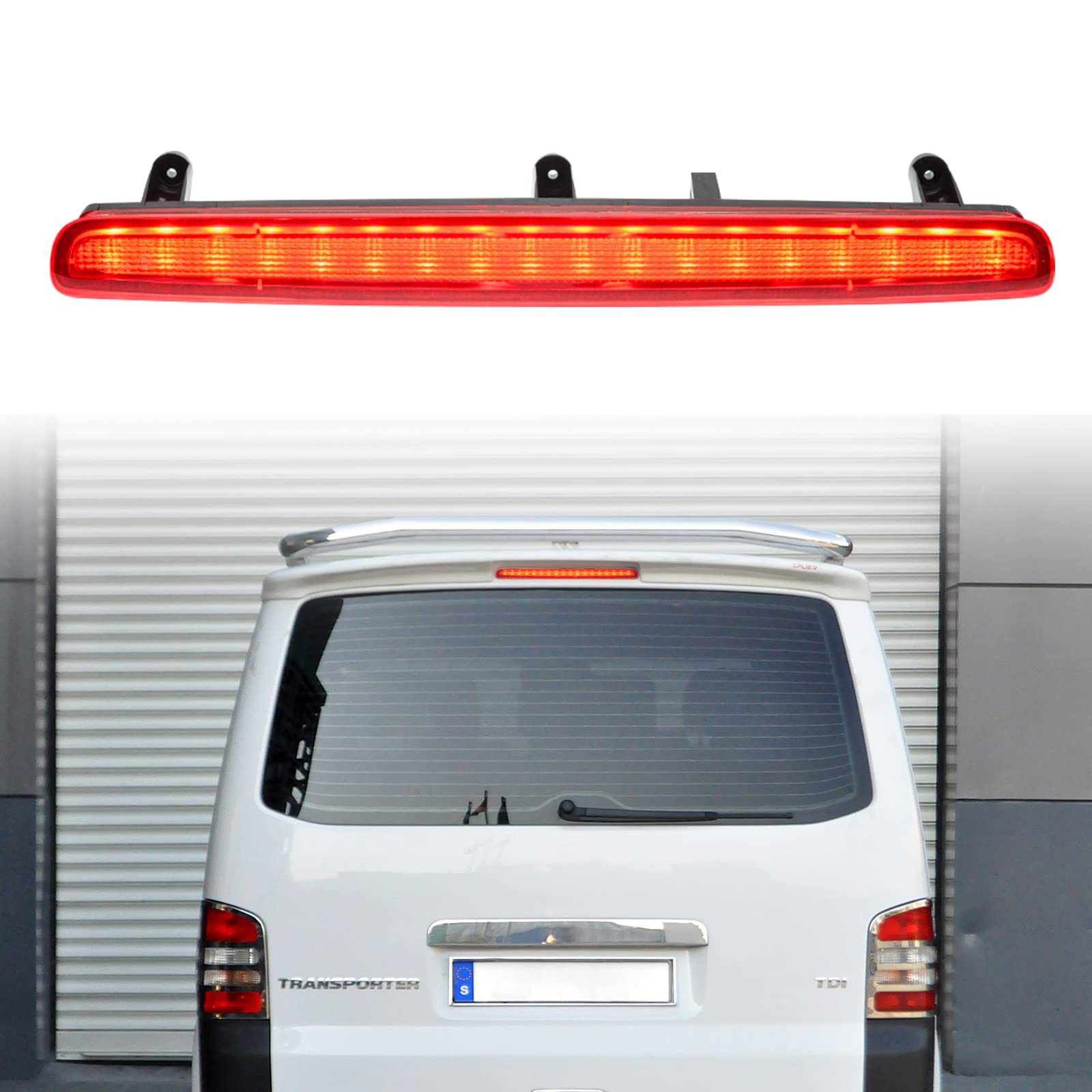 njssjd LED Drittes Bremslicht Mittelhoch montiertes Bremslicht für 2003–2015 VW Transporter T5, nur Heckklappenmodelle, hintere hohe dritte Bremsleuchte von njssjd