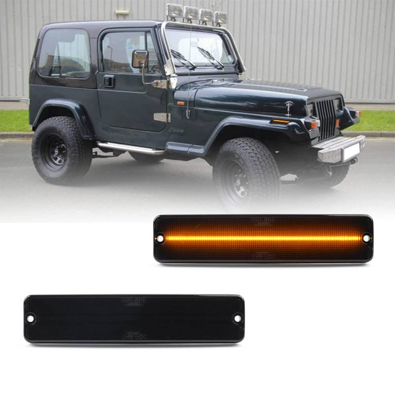 njssjd LED-Seitenblinker, gelbe Blinker, vordere Seitenmarkierung für Jeep Wrangler YJ 1987 1988 1989 1990 1991 1992 1993 1994 1995 Fender Flare Lamps Repeater von njssjd