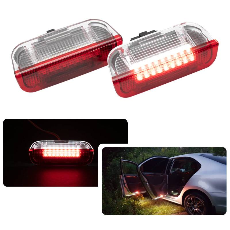 Weiße und rote LED-Vordertür-Willkommensbeleuchtung für VW Golf MK5 MK6 MK7 T/iguan P/assat B6 B7 B8 Touran S/cirocco Touareg Sharan J/etta Skoda Superb LED-Türschwellen-Sicherheitsleuchten von njssjd
