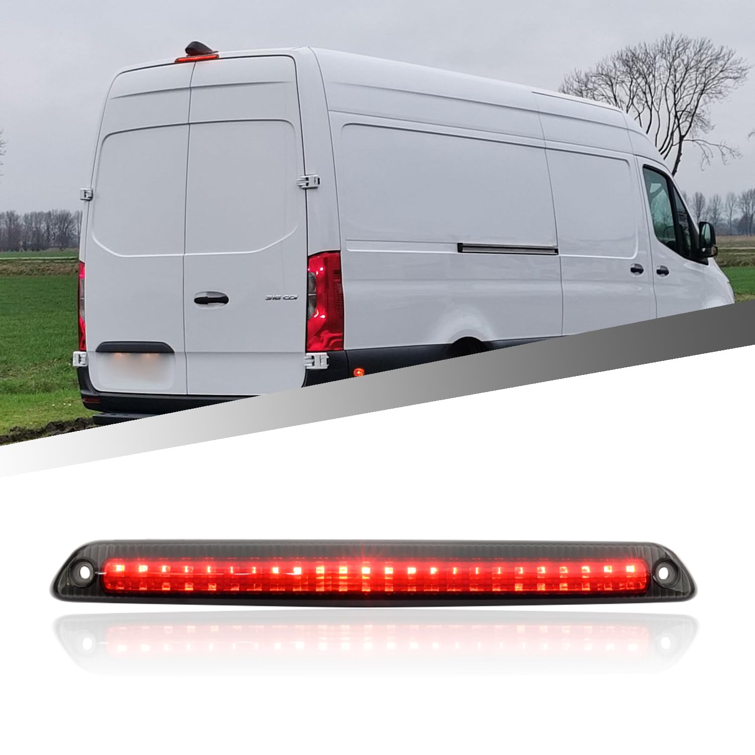 njssjd 1 x LED-Bremslicht, zentrale hohe Halterung, Bremsleuchte für 2006–2023 M.ercedes Benz Sprinter W906 W907 W910, 2006–2016 V W C.rafter Hinteres hohes Niveau 3. Bremslicht von njssjd