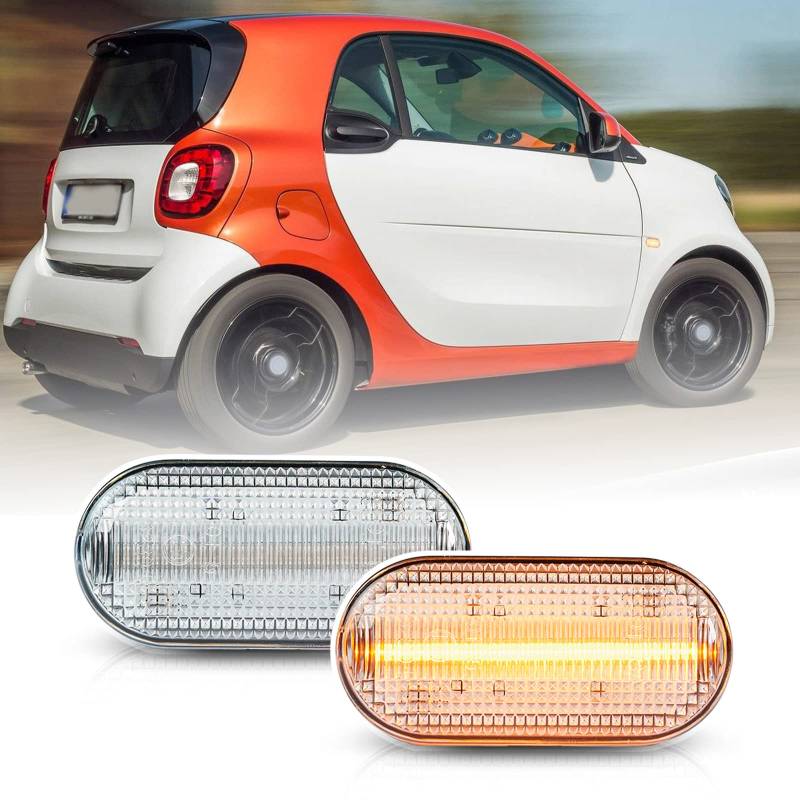 njssjd 2 Stück LED-Seitenmarkierungsleuchten, kompatibel mit Smart Fortwo 453 2014–2018, O.pel Vivaro 2001–2014, bernsteinfarbene Blinker von njssjd