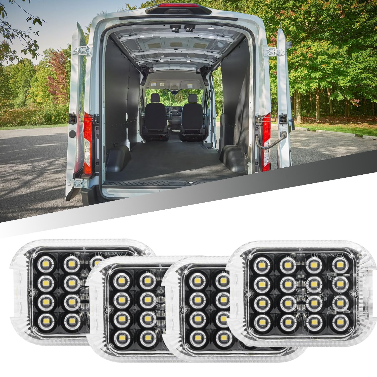 njssjd 4 Stück LED-Laderaumbeleuchtung hinten für 2000–2024 F.ord Transit MK6 MK7 MK8, F.ord Transit Courier/Custom/Connect Panel Van Innenladeraum-Kabinenlampe von njssjd