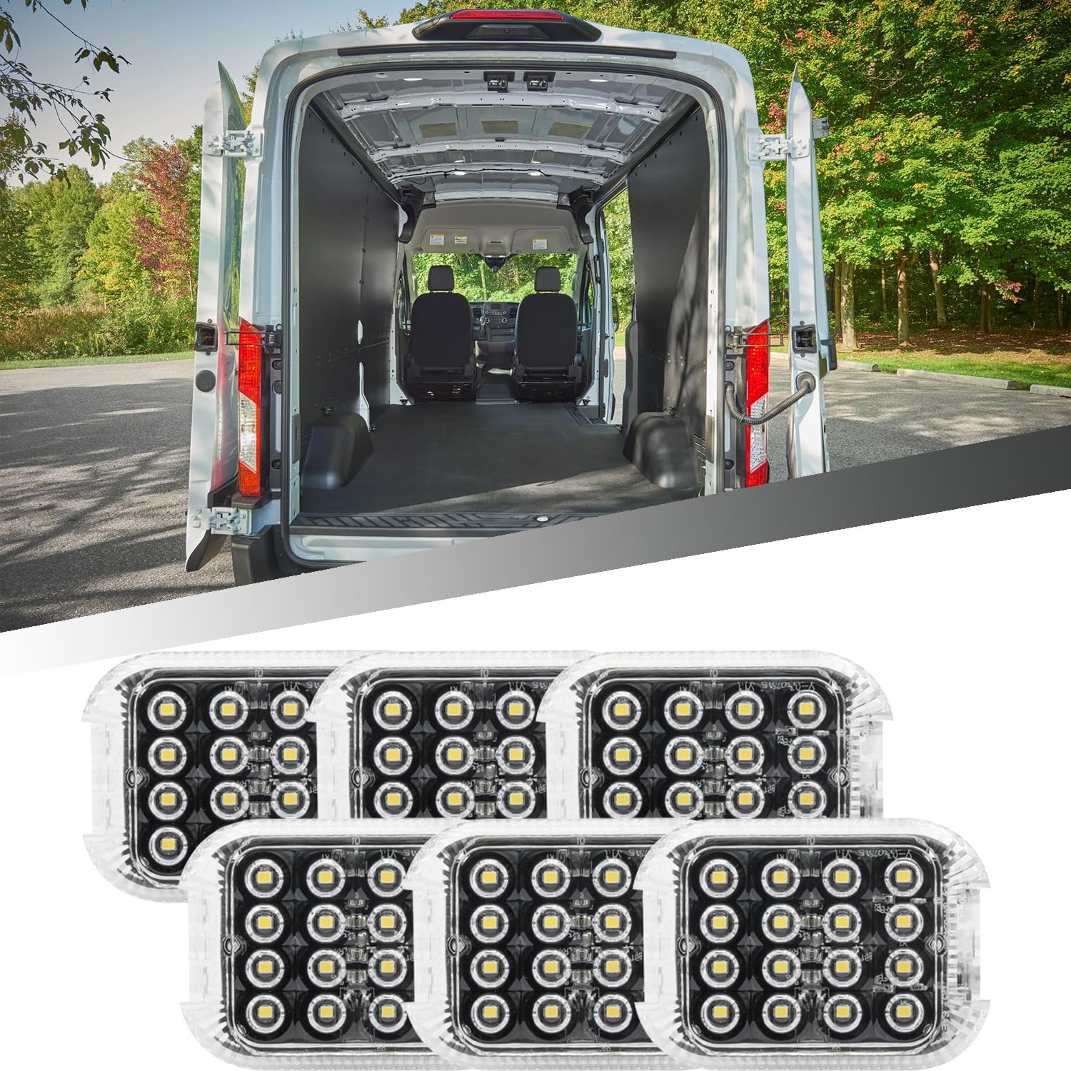 njssjd 6 Stück LED-Laderaumbeleuchtung hinten für 2000–2024 F.ord Transit MK6 MK7 MK8, F.ord Transit Courier/Custom/Connect Panel Van Innenladeraum-Kabinenlampe von njssjd