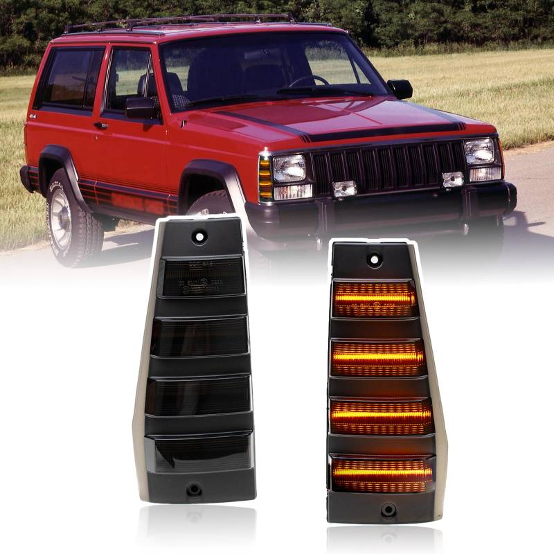 njssjd Bernsteinfarbene LED-Kurvenlampen für 1984–1996 J.eep Cherokee XJ, 1984–1990 J.eep Wagoneer Seitenmarkierungsblinker, Rauchglas von njssjd