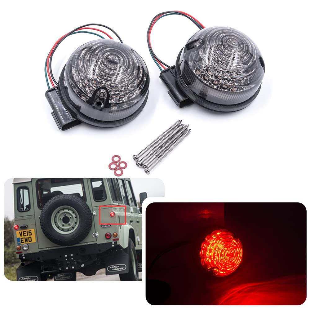 njssjd Defender LED Rücklicht - 2 Stück 73mm Rauchglas Rot Hinten Led Rücklicht Bremsleuchten für Land Rover 90 110 1983-1990 Defender 1990-2016 von njssjd