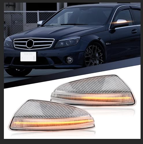 njssjd Dynamische LED-Außenspiegelanzeige Sequentieller Blinker Fließender Seitenspiegelblinker für M-ercedes Benz C-Klasse W204 / S204 C230 C320 2007–2011 Vorfacelift, Viano Vito 2010–2014 von njssjd