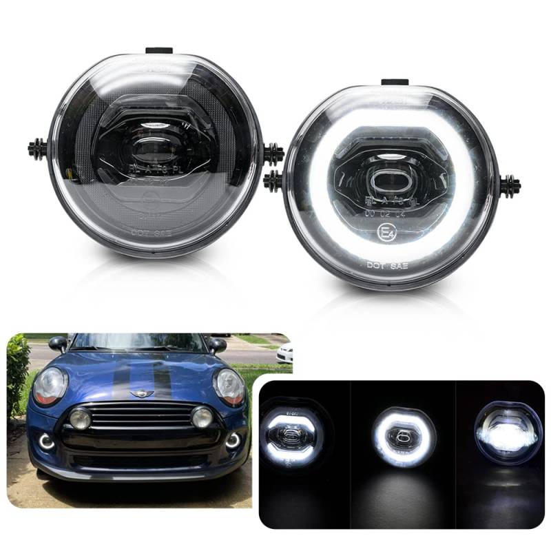 njssjd LED Halo Ring DRL Nebelscheinwerfer Standlicht für Mini Cooper F54 Clubman F55 F56 F57 Cabrio Helles Weiß LED Tagfahrlicht Fahren Nebelscheinwerfer von njssjd