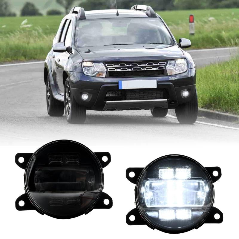 njssjd LED Nebelscheinwerfer mit Blinker DRL für R.enault Clio IV Megane II III IV Twingo II III, Dacia Duster I II Nebelscheinwerfer Stoßstange vorne (Rauchlinse) von njssjd