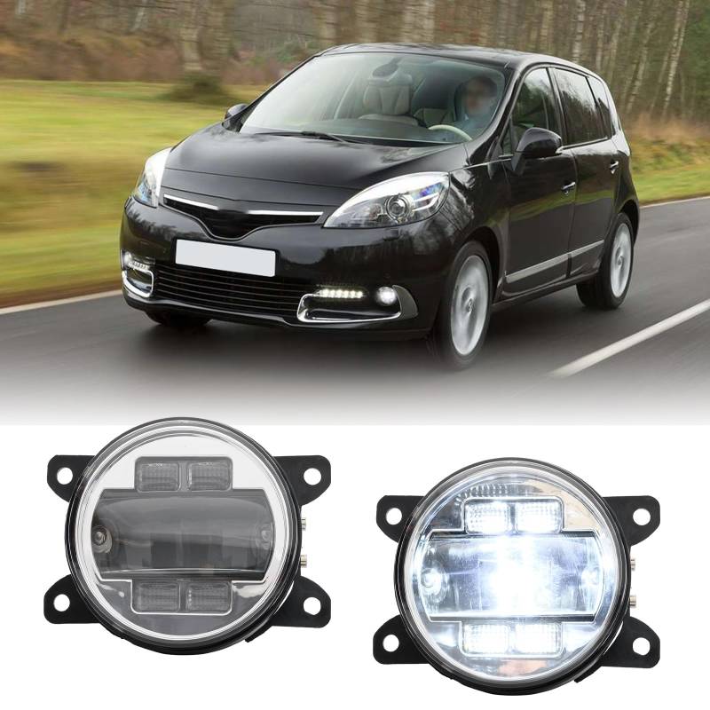 njssjd LED Nebelscheinwerfer mit Blinker DRL für R.enault Clio IV Megane II III IV Twingo II III, Dacia Duster I II Nebelscheinwerfer Stoßstange vorne (Klarlinse) von njssjd