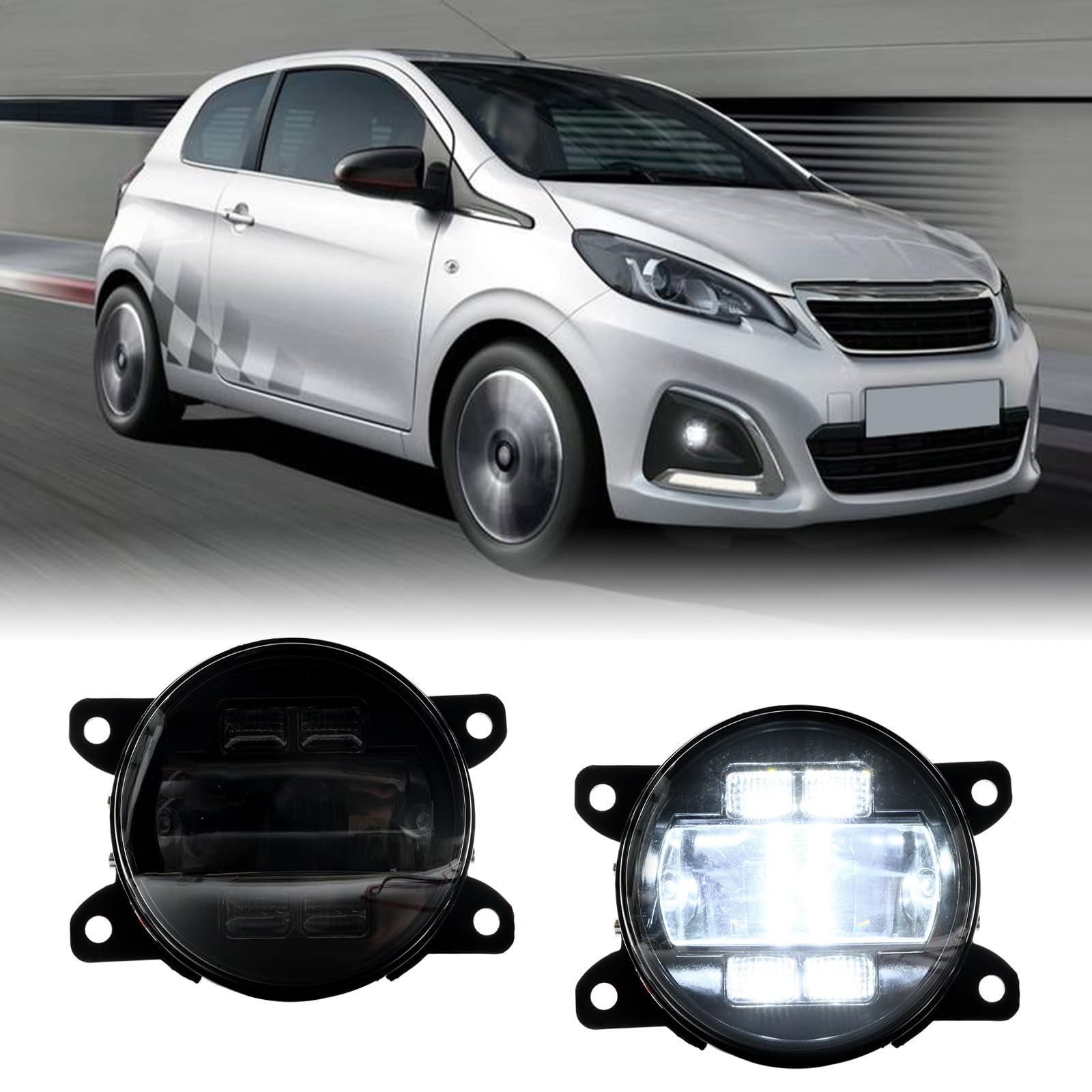 njssjd LED Nebelscheinwerfer mit Blinkermontage DRL für Peugeot 208 2008, C.itroen C3 C4 Nebelscheinwerfer vorne für Stoßstange vorne (getönte Linse) von njssjd