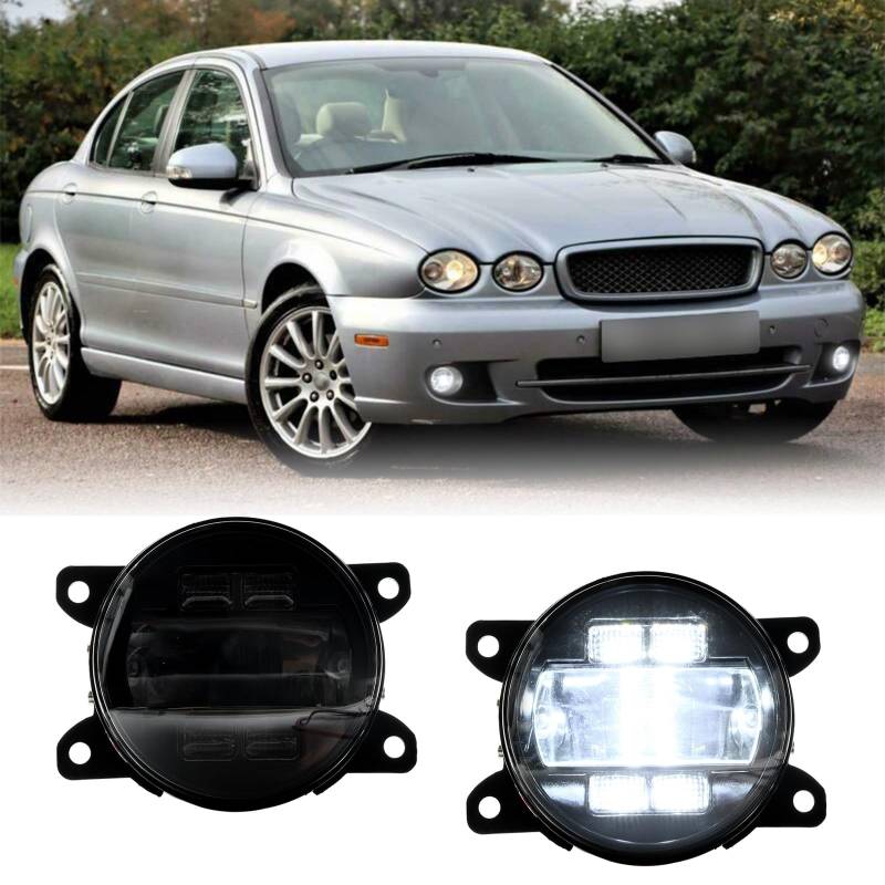 njssjd LED Nebelscheinwerfer mit DRL Blinker Halterung für L.and Rover Discovery 4 Freelander 2, J.aguar S-Type X-Type Frontstoßstange Nebelscheinwerfer (geräucherte Linse) von njssjd