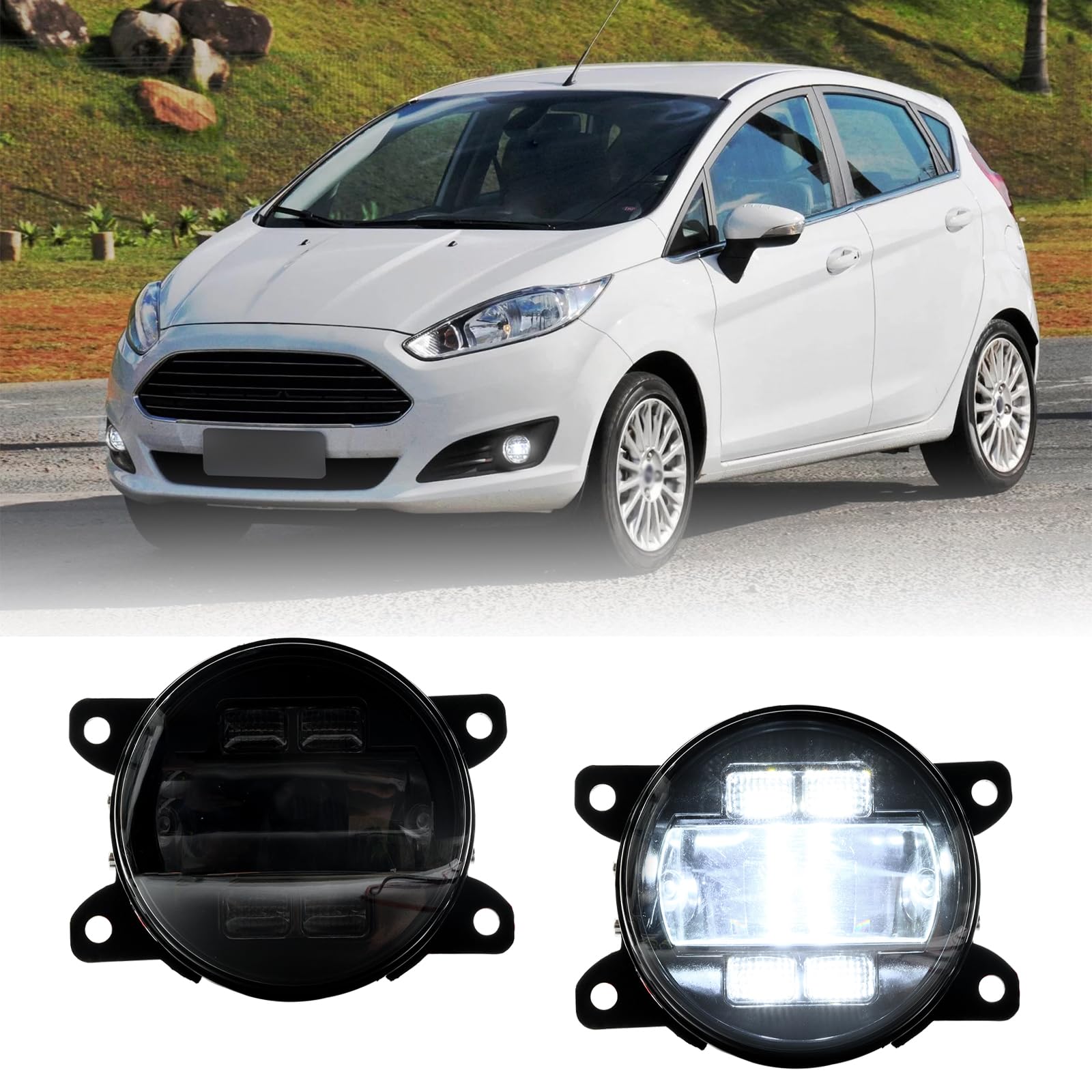 njssjd LED Nebelschlussleuchte mit Blinker DRL für F.ord Focus II RS III, F.ord F.iesta V VI, C-Max II S-Max, F.ord Transit Mk7 Mk8 Nebelscheinwerfer Frontstoßstange (Smoke Linse) von njssjd