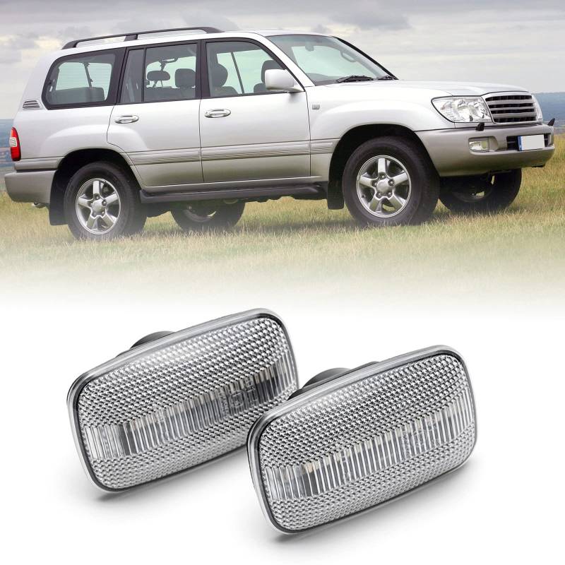 njssjd LED-Seitenblinker für Tayota Land Cruiser 100 Series Prado 90 Series Hilux FJ Cruiser Klarglas vorderer Kotflügel Zusätzliche Blinker-Blinker von njssjd