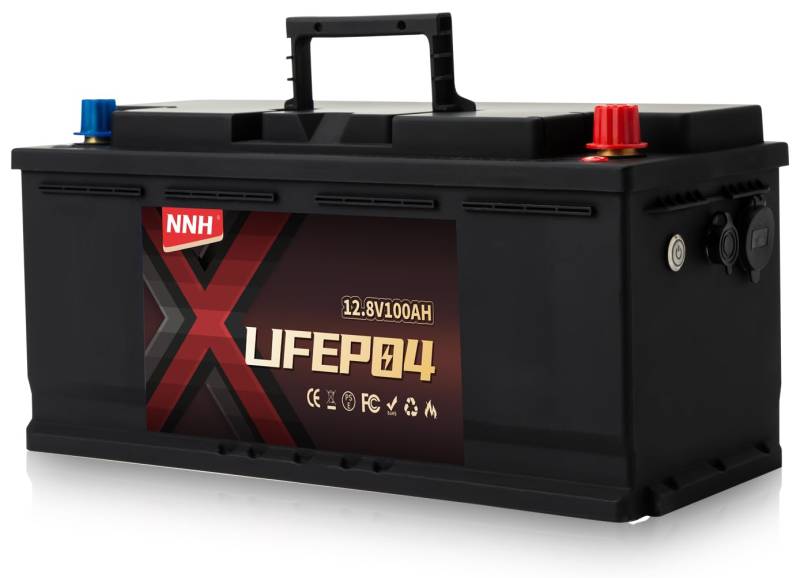 NNH 12V 100Ah LiFePO4 Batterie, 1280Wh Lithium Akku mit 100 A BMS, MAX 1280W Leistung, Deep Cycle Batterie Perfekter Ersatz für Blei-Säure Batterien für Wohnwagen, Solaranlage, Boote von nnh