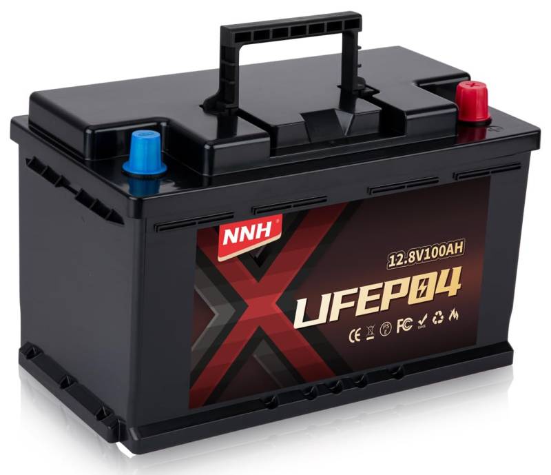 NNH 12V 100Ah LiFePO4 Lithium Batterie, 100A Lithium-Akku Eingebaute 100A BMS und Klasse A Zellen, für Trolling-Motor Akku, Solarbatterien, Wohnmobilen, Camping von nnh