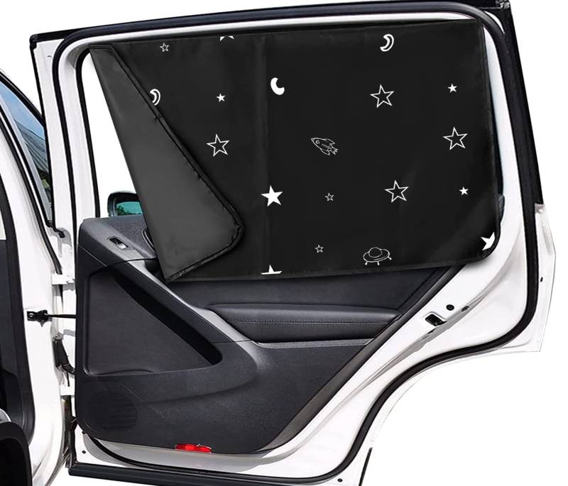 Sonnenschutz Auto Baby Sonnenblende 2 Stück mit UV Schutz- Sonnenschutz Auto Kinder Seitenscheibe, Selbsthaftende Sonnenschutztuch Autofenster Sonnenschutz Universal von nomiou