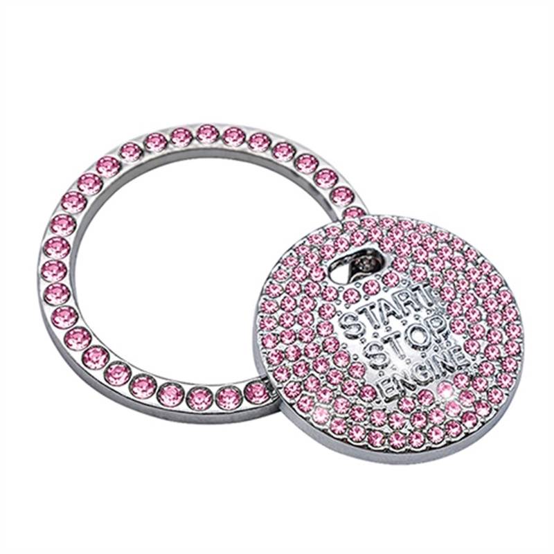 nongyo Auto-Innenraum-Aufkleber Zubehör Auto Bling Dekorative Auto Start Schalter Knopf Aufkleber Ring Kreis Aufkleber Abdeckung Trim Silber Rosa Auto Teile Auto Dekoration(color1) von nongyo