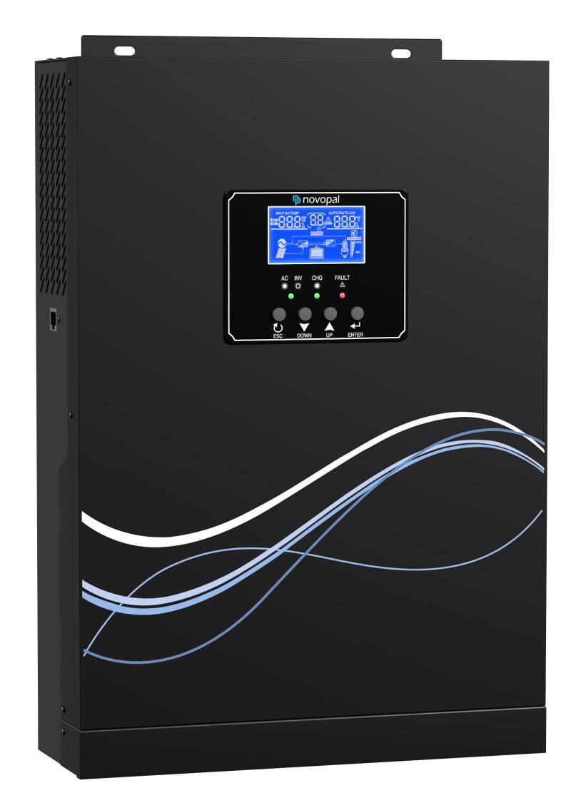 novopal 3000W Hybrid Wechselrichter 24V DC auf 220V/230V AC Off Grid Reiner Sinus Solar Wechselrichter mit 80A MPPT Laderegler Max. PV-Eingang 450V von novopal