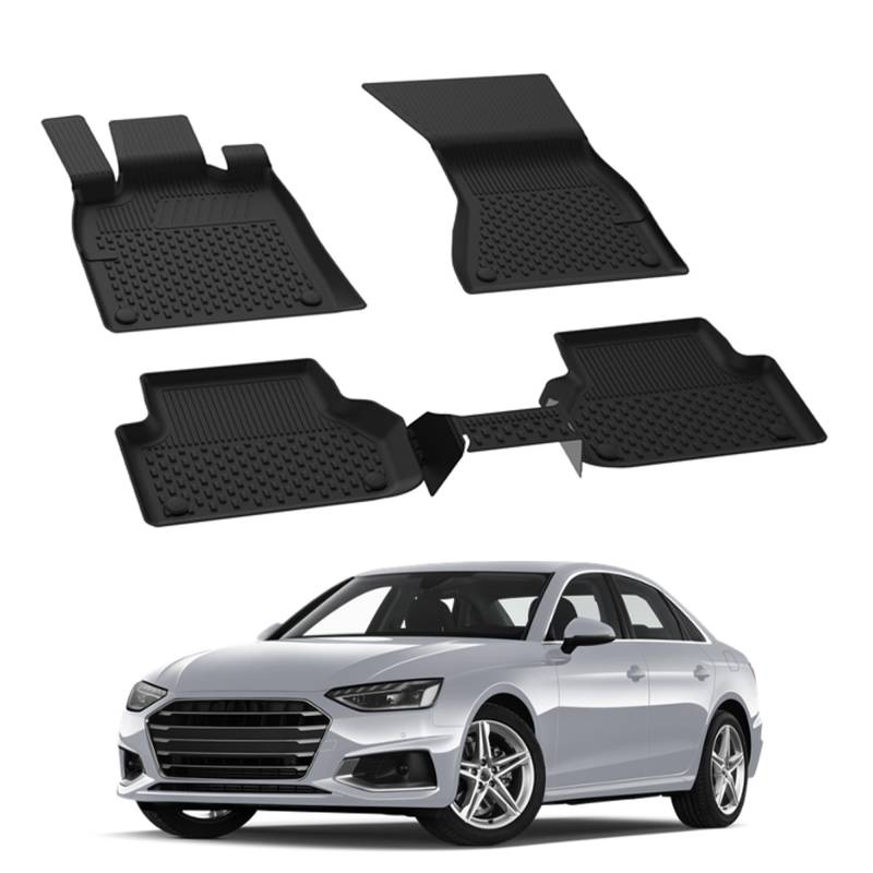 Auto Fußmatten Kompatibel mit Audi A4 2016-2023 Geruchlos 4.5D Passform Allwetter Automatten 5 Teilige | Antirutschmatte Hoher Rand Gummimatten Schwarz Fussmatten Vorne Hinten Autoteppich von noxx