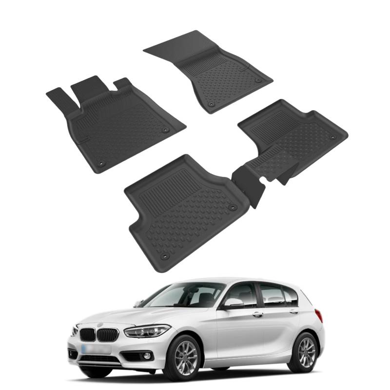 Auto Fußmatten Kompatibel mit BMW 1er F20-F21 2011-2018 Geruchlos 4.5D Passform Allwetter Automatten 5 Teilige | Antirutschmatte Hoher Rand Gummimatten Schwarz Fussmatten Vorne Hinten Autoteppich von noxx