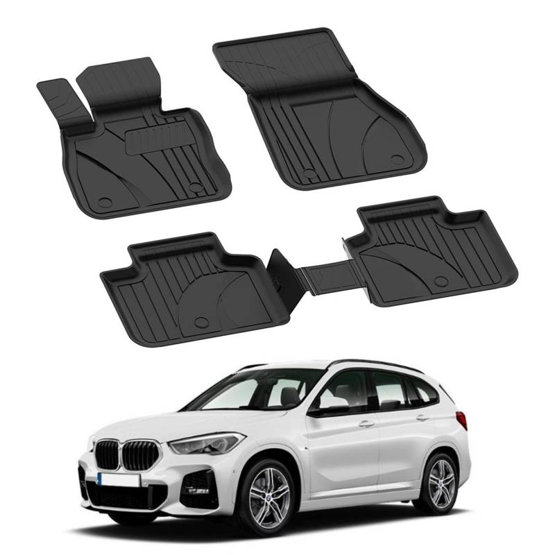 Auto Fußmatten Kompatibel mit BMW X1 F48-F49 2015-2022 Geruchlos 4.5D Passform Allwetter Automatten 5 Teilige | Antirutschmatte Hoher Rand Gummimatten Schwarz Fussmatten Vorne Hinten Autoteppich von noxx